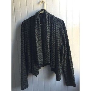 Chalet Green Black Patterned Open Cardigan Wrap - Waterfall  Rayon  XL Textured